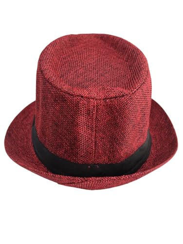 Image of BookMyCostume Red Western Cowboy & Ballroom Style Hat | Fancy Dress Accessory for Dance, Stage Shows & Theme Parties For Kids