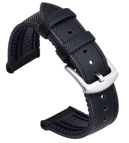 Bracelet de montre en fluoroélastomère et cuir haut de gamme imperméable