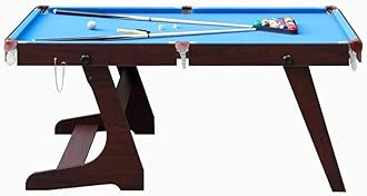 6-Foot Folding Pool Table – Indoor Billiard Table with Complete Accessories | Space-Saving, Durable MDF & PVC Construction with Foldable Legs | Game Room & Family Fun