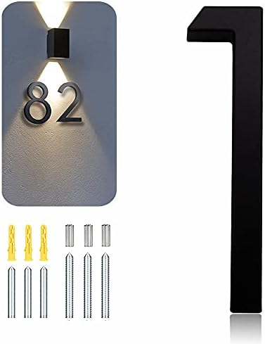 Nurkoo 6 inches Shadow House Number for Outside, Maximum Rust Protection Modern House Numbers, Zinc Alloy Number with Nail Kit House Mailbox Address Numbers (Number 1)