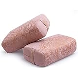 Yoga Bolster Pillow (2 Pack) Luxurious Eco Suede Yoga Bolster for Restorative Yoga, Meditation, Rectangular Yoga Pillow With Carry Handle, Washable Cover (Eco Suede-pink)