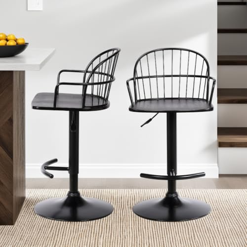 Butaco Ajustable Armen Living Edward en Madera y Metal Negro miniatura 2