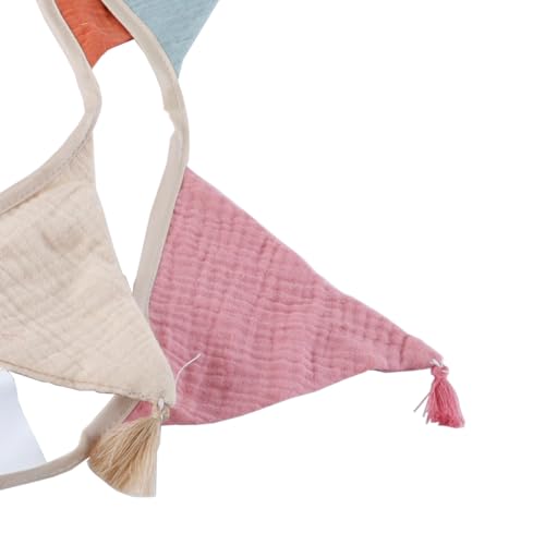 Ausi Wimpelkette fürs Kinderzimmer, Dreieck-Wimpelkette aus Stoff, doppelseitig, bunte Baumwolle mit Quasten, für Valentinstag, Ostern, Hochzeit, Geburtstag, Dekoration