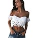 Produktbild Tanktops Damen Dasongff Damen Spitze Top Schulterfrei Bauchfrei Ärmellos Tank Top Bustier BH Weste Crop Tops Kurz Trägertop Sommershirt Cami (S, Weiß)