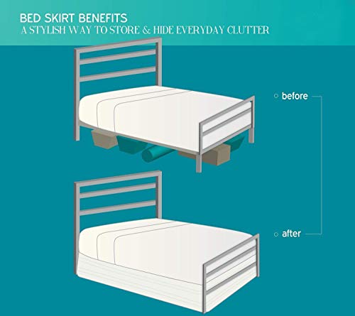 Quilted Bed Skirt With Spilt Corners, Durable Tailored Bed Wrap, Dust Ruffle With Platform, Easy Fit, 14 Inch Drop, Wrinkle Free(King Linen) #TOP5