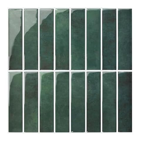 COMSTICKC Zielony metro 3D samoprzylepne naklejki na płytki ścienne, 10 arkuszy 30,5 x 30,5 cm, odklej i przyklej samoprzylepne wodoodporne naklejki na płytki splashback do kuchni łazienki ściany