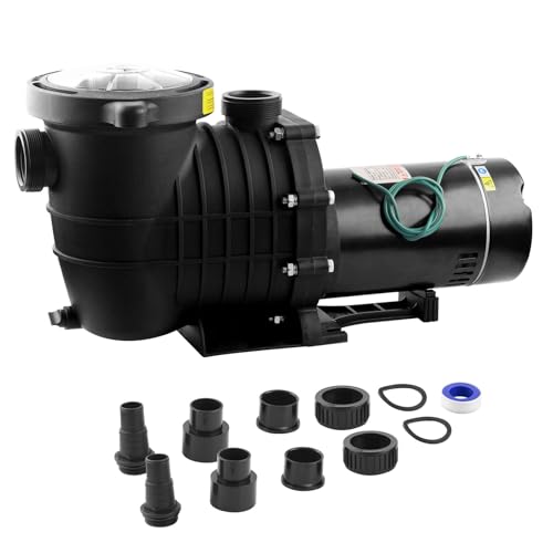 Pool Pump Above Ground/Inground 1.5HP 115V Powerful Copper Motor Self Primming 6600 GPH Powerful Selfpriming/with Strainer Basket,Includes Pipe Fittings