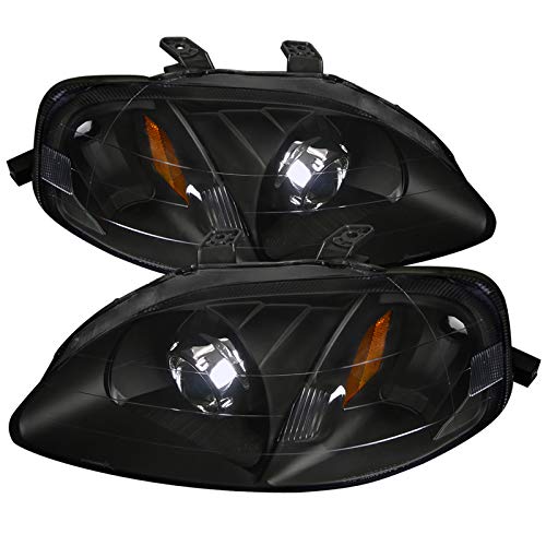Carpartsinnovate [New Retrofit Style] Fit 99-00 Honda Civic 2/3/4Dr Black Projector Headlights