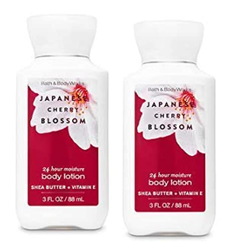 Bath and Body Works 2 Pack 24 Hour Moisture Japanese Cherry Blossom Travel Size Body Lotion 3 Oz.