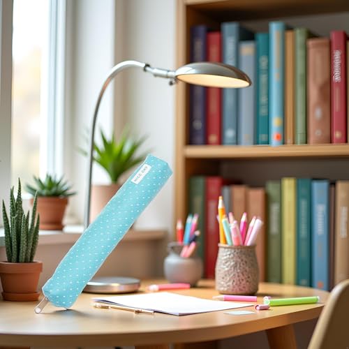 Image of Blue Pencil Case, Cute Stationeries Pouch, Kawaii Pencil Pouch, Candy Color Pencil Box, Super Slim Pen Bag, Wave Point Cosmetic Bag