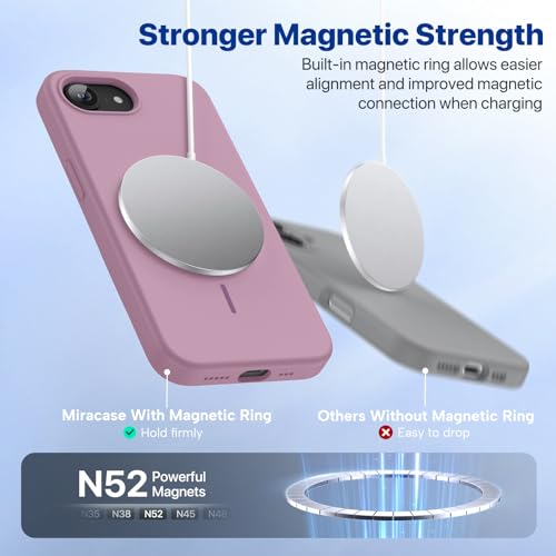 Image of Miracase Magnetic for iPhone 17e Case & iPhone 16e Case, [Soft Anti-Scratch Microfiber Lining], Compatible with MagSafe, Silicone Shockproof Protection Phone Case for iPhone 17e /16e, Blackcurrant