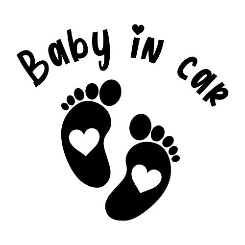 P005 | Baby in Car Aufkleber 15cm x 14cm Auto Sticker Babyaufkleber Autoaufkleber Vinyl (Schwarz)