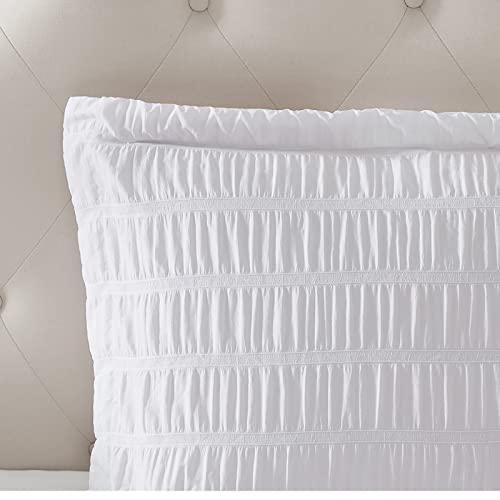 Walensee Queen Seersucker Comforter Set 100% Polyester Soft Washable Microfiber Bed Comforters With 2 Pillowshams, Lightweight Cozy Bedding Comforter Sets For All Season, 3 Pieces, 90"X90", White #TOP7