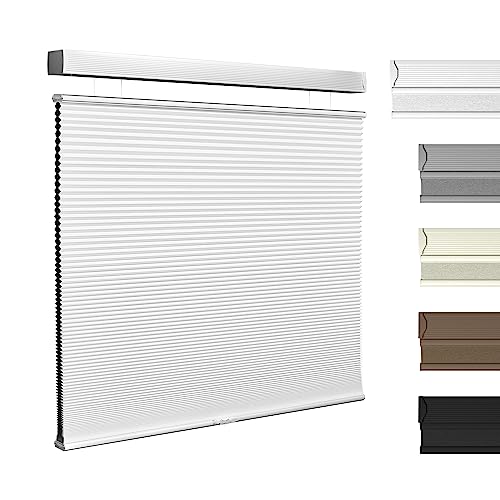 Boolegon Top Down and Bottom Up Blackout Cellular Shades Cordless Honeycomb Blinds for Windows Custom Size, White, Any Size