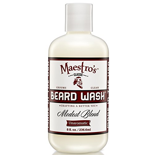 Maestro's Classic BEARD WASH | Deep Cleaning, Non-Drying, Fully Hydrating Gentle Cleanser For All Beard Types & Lengths- Unscented, 8 Ounce
