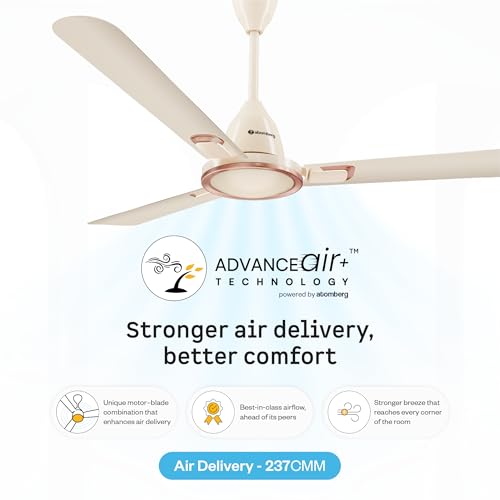Image of atomberg Erica Signature 1230mm BLDC Ceiling Fan | | Regulator Operated | Advance air+ technology | BEE rated 5 star | Low noise operation | 3 Years Warranty (Seasand Ivory)
