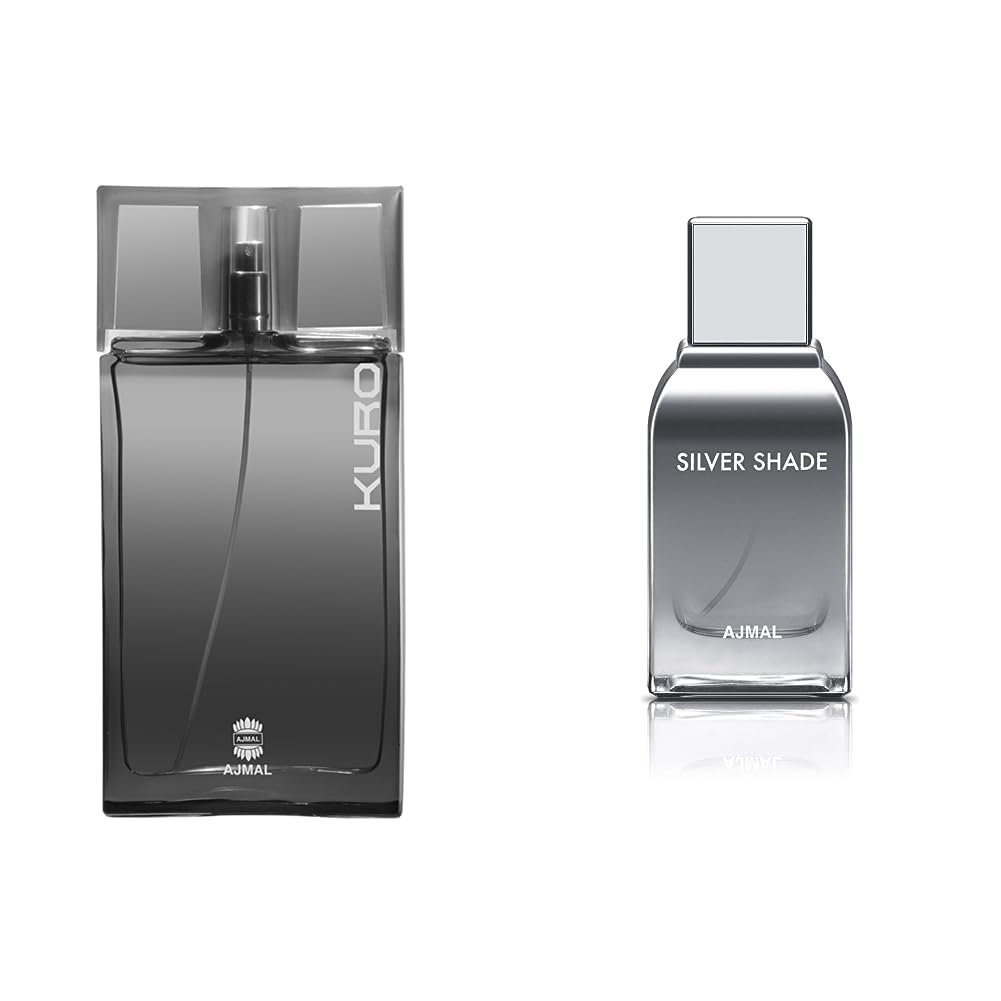 Ajmal Kuro EDP 90ML Long Lasting Scent Spray Fresh Perfume Gift For Men – Made In Dubai & Ajmal Silver Shade EDP 100ML Long Lasting Scent Spray Citrus Perfume Gift For Men Combo
