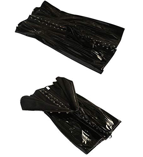 Wonder Pretty Women Faux Leather Corset Dress Sexy Wetlook PVC Steampunk Gothic Strapless Bustier Dress Large Black steampunk buy now online
