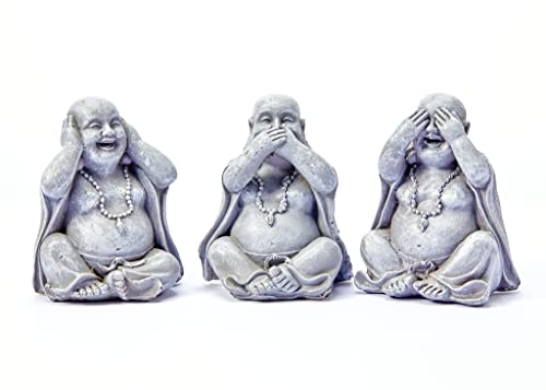 3 wise Buddha garden ornaments decorative outdoor hear no evil, See no evil, speak no evil outdoor...