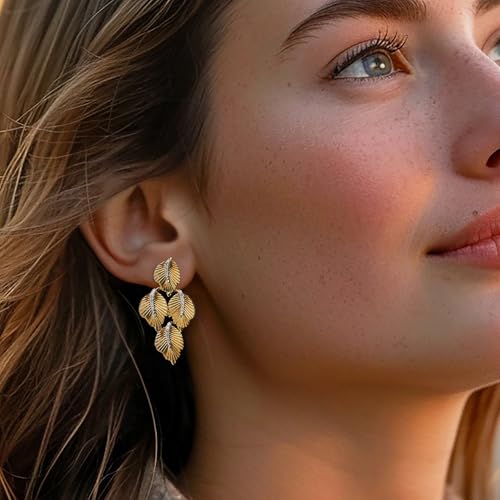 Ross-Simons 0.25 ct. t.w. Diamond Leaf Drop Earrings in 18kt Gold Over Sterling2