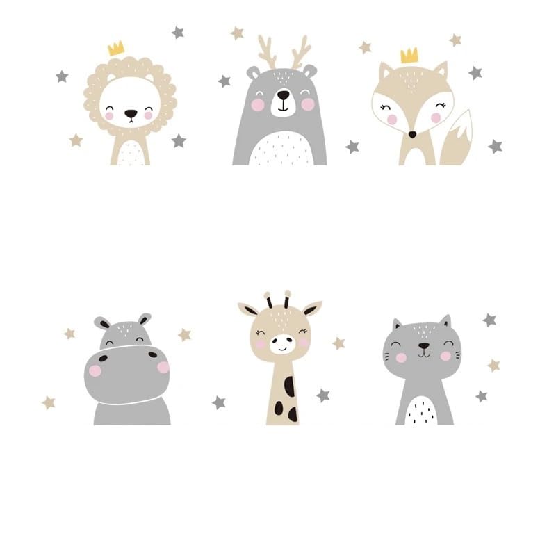 Décalcomanies interrupteur animaux chambre bébé stickers étoiles décoration murale boho 6pcs