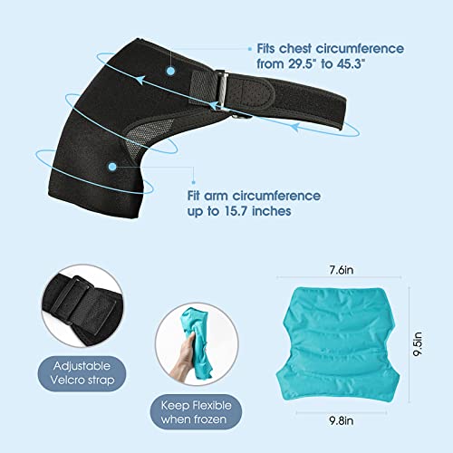 Shoulder-Ice-Pack-Cold-Therapy - Rotator Cuff Cold Therapy,Reusable Heating Cooling Compression Wrap,Shoulder Brace For Pain Relief,Fit Left & Right Shoulder #TOP4