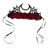 GARVALON Rosenblumen Haarband Damen Halloween Blumenkranz Stirnband Leichtes Party Kopfschmuck für Erwachsene