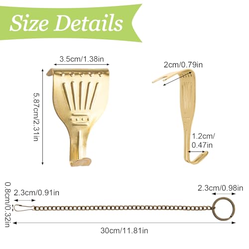 Image of Picture Hanging Kit 10Pcs Picture Rail Hooks with 10Pcs Chains, Metal Rail Hanging Hooks Picture Display Hanging System for Wall Picture, Exhibition(Bronze)