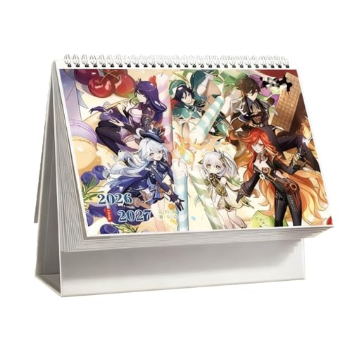 Gen Shin Impact Advent Calendar 2026-2027, Standing Flip Desktop Calendar Jan 2026 - Dec 2027, Anime Poster Biennial Desk Calendar