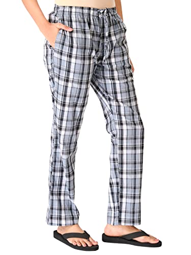 Image of Womens Multicolor Cotton Checkered Pyjama | Checks Pajama for women with Elastic & Drawstring Plus Size (S TO 8XL)