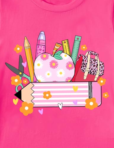 Cuddomper Girls Short Sleeve T-Shirts Size 4-5 Back to School Tee Hot Pink — view 6