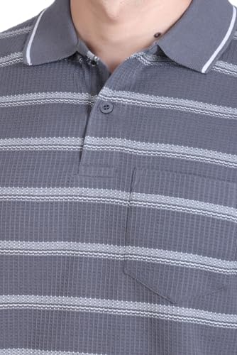 Image of SANE ORIGINALS Full Sleeves Textured Polo Tshirt for Men with Pocket || Long Sleeves Collar and Pocket T-Shirt for Men