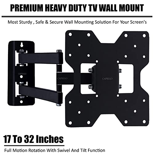 Image of Caprigo Heavy Duty TV Wall Mount Stand for 14 to 32 Inch LED /HD /Smart TV's, Full Motion Adjustable Universal TV Wall Mount Bracket with Swivel Rotation & Tilt Adjustments (M498)