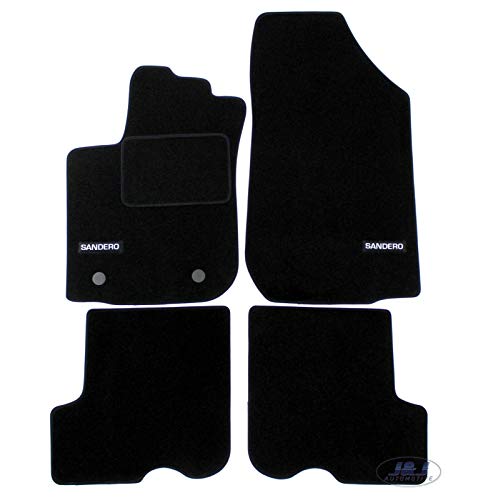 J&J AUTOMOTIVE | Logo Tapis DE Sol Noir Velours Compatible avec SANDERO STEPWAY 2012-prés