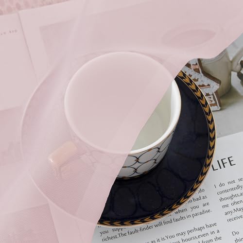 Image of OWENIE Sheer Curtains 54 Inch Length 2 Panels Set, Blush Sheer Curtain for Living Room, Soft Airy Window Treatments for Bedroom, Fimly Voile Sheer Curtains & Drapes, 2 Pcs 84 Width 54 Long