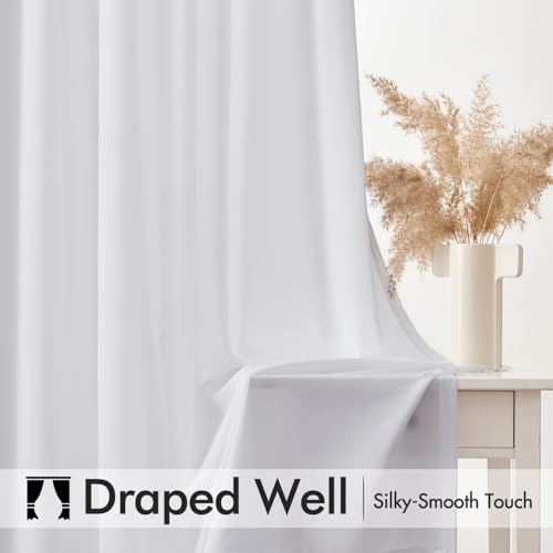 MIULEE Non-See-Through Semi Sheer Curtains 2 Panels, 52W x 90L, White by MIULEE - Used condition - Image 6
