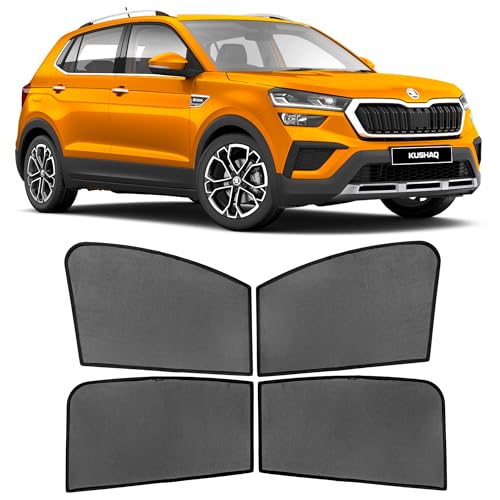 Image of Autostory Custom Fit Black Mesh Car Sunshade for Skoda Kushaq | UV & Heat Protection Car Window Curtains | Privacy Car Sun Shade | Breathable Vehicle Specific Side Window Shades