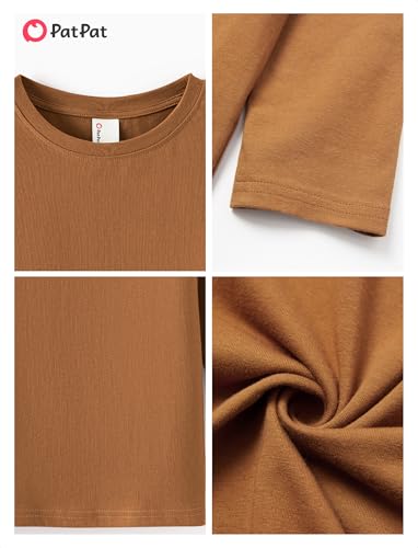 Image of PATPAT Boys Long Sleeve Shirts Cotton Solid Crew Neck Basic Shirts 5-16 Years