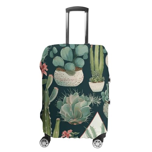 Succulent Plants And Green Luggage Cover, Washable Elastic Suitcase Cover Protector Fit 18-32 Inch Luggage