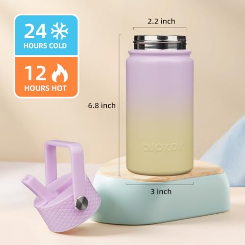 Image of BJPKPK Insulated Water Bottle, 15oz Stainless Steel with Straw Lid