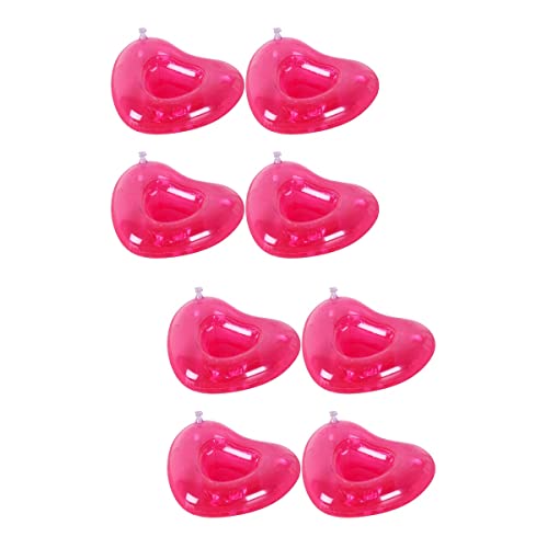LIOOBO 8pcs Inflatable Drink Holders Heart Shaped Floating Beverage Salad Fruit Serving Bar Pool Float Party Accessories Summer Beach Leisure Cup Bottle Holder Pool Float Coasters Pink