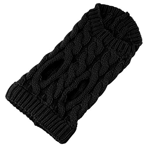 Petyoung Hundepullover Weste Warmer Mantel Haustier weiche Strickwolle Winter Pullover gestrickt Häkeln Mantel Kleidung für kleine mittlere Hunde (M, Schwarz)