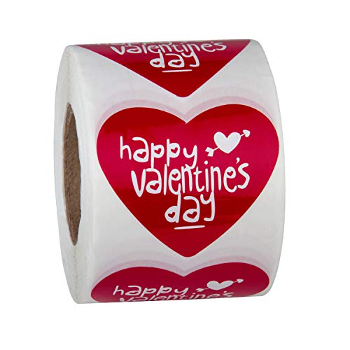 WRAPAHOLIC 1.97 x 2.24 Inch 500 Total Labels - Valentine's Day Gift Stickers - Sweet Red Heart Design for Valentine Gift Wrap