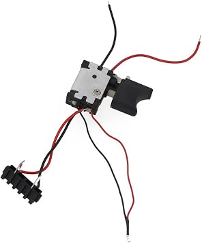Trigger Switch with Light for WORX 21V Cordless Electric Drill, Control Push Button for Replacement, Metal Plastic, Black, 65 x 40 mm