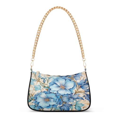 Image of Shoulder Bags for Women Flower Floral Hobo Tote Handbag Small Clutch Purse with Zipper Closure