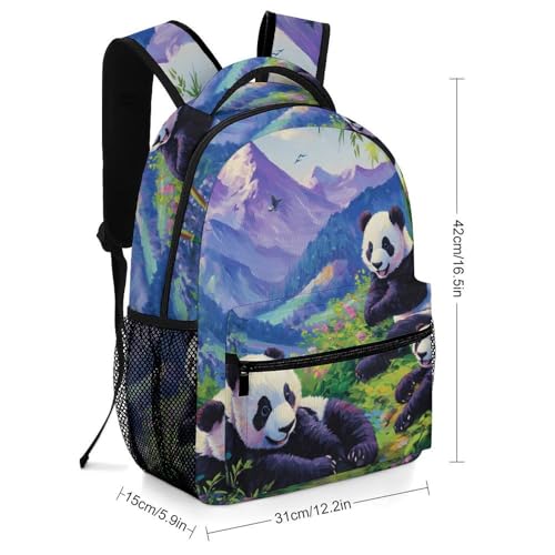 Pandas Family Funny Backpack Casual Daypack Lightweight Shoulders Bag for Men Women Cute Print2