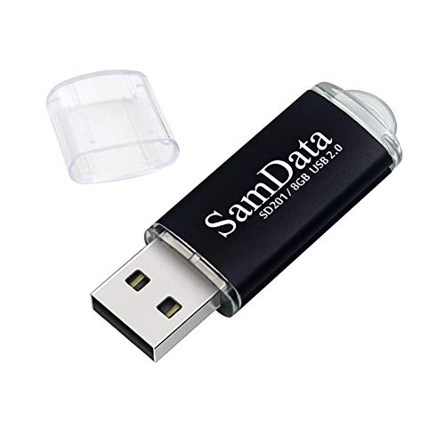 Image of SamData USB Flash Drives 8GB 1 Pack USB 2.0 Thumb Drives Memory Stick Data Storage Jump Drive Zip Drive Drive with Led Indicator (Black, 8GB-1Pack)