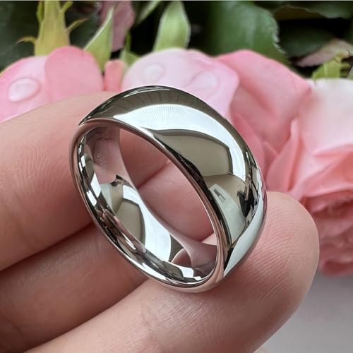 Image of TUTISS 2mm 3mm 4mm 5mm 6mm 7mm 8mm 10mm White Tungsten Rings for Men Women Engagement Wedding Bands Domed Polished Shiny Comfort Fit
