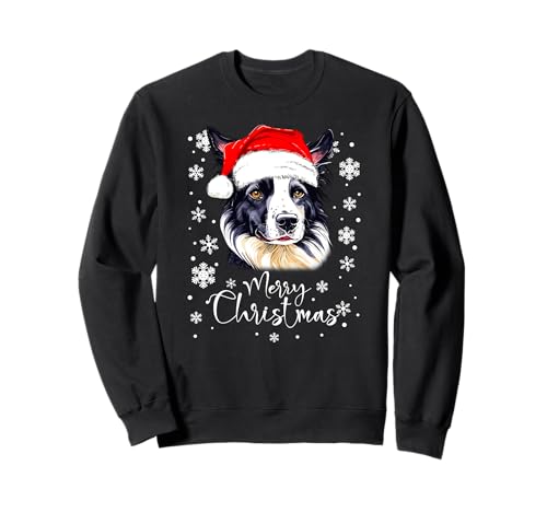 Lumières de Noël Border Collie Chien Noël amusant Sweatshirt