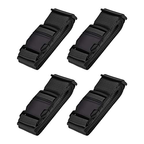 Image of uxcell Luggage Straps Suitcase Belts with Buckle Label, 2Mx5cm Adjustable PP Travel Bag Packing Accessories, Black 4Pcs